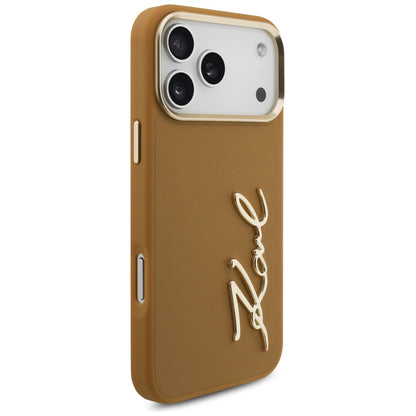 Hülle für Apple iPhone 17 Pro Max, Karl Lagerfeld, Script Logo, Braun