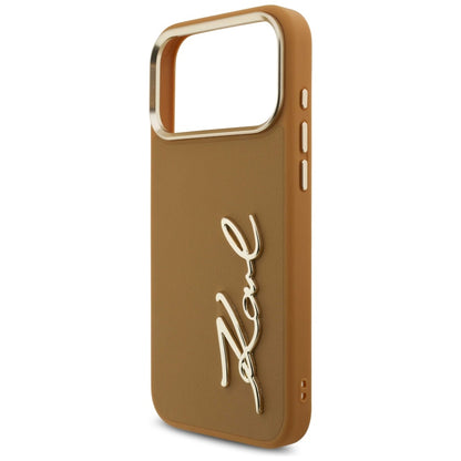 Hülle für Apple iPhone 17 Pro Max, Karl Lagerfeld, Script Logo, Braun