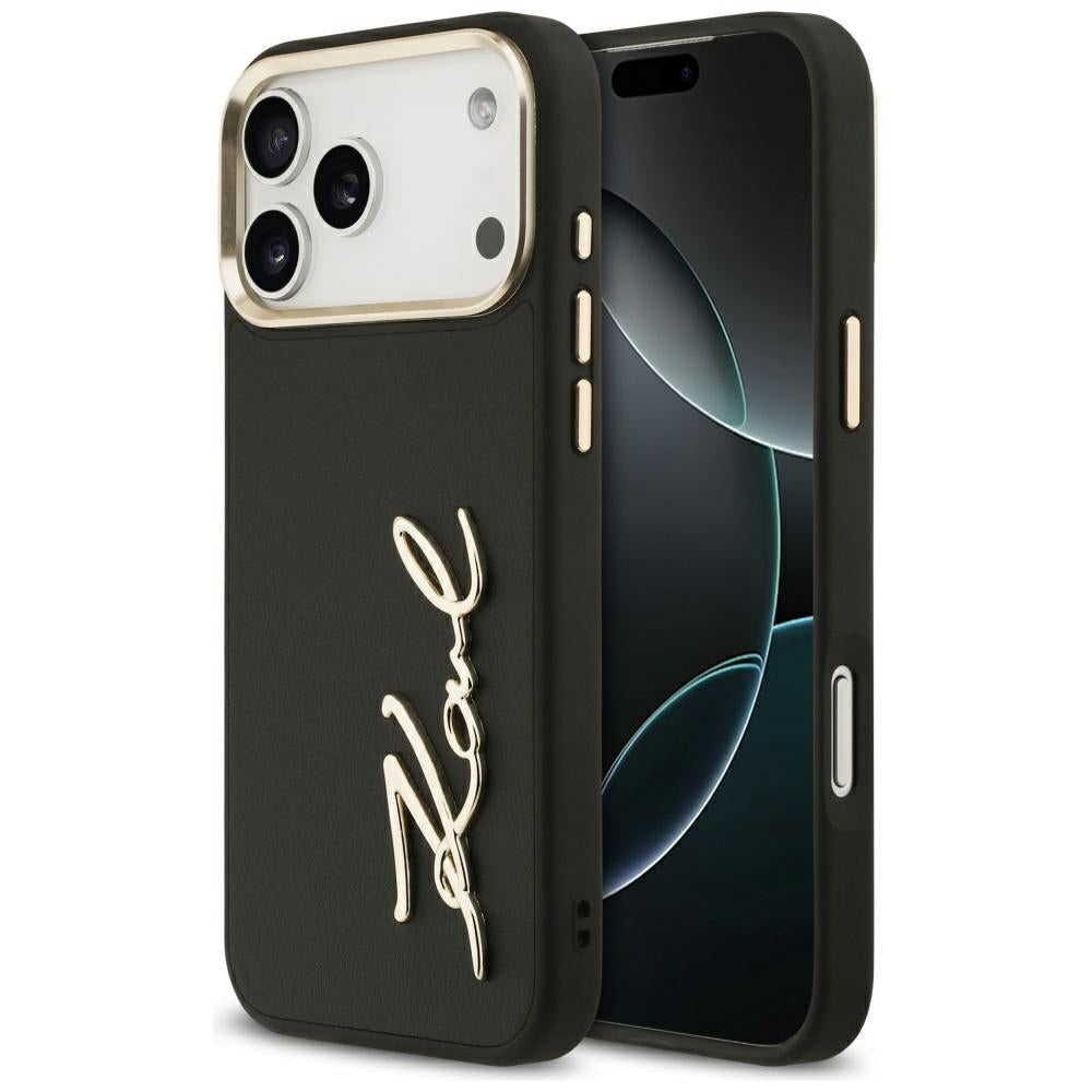 Hülle für Apple iPhone 17 Pro Max, Karl Lagerfeld, Script Logo, Schwarz