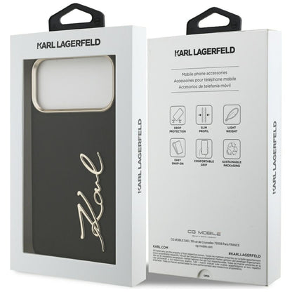 Hülle für Apple iPhone 17 Pro Max, Karl Lagerfeld, Script Logo, Schwarz