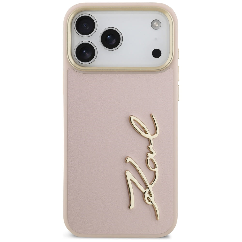 Hülle für Apple iPhone 17 Pro Max, Karl Lagerfeld, Script Logo, Rosa