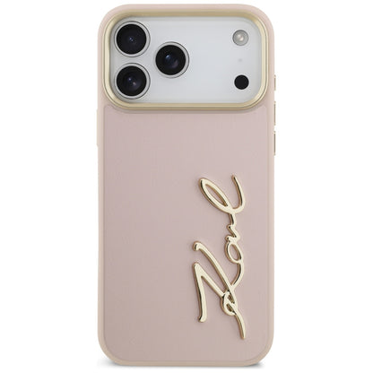 Hülle für Apple iPhone 17 Pro Max, Karl Lagerfeld, Script Logo, Rosa