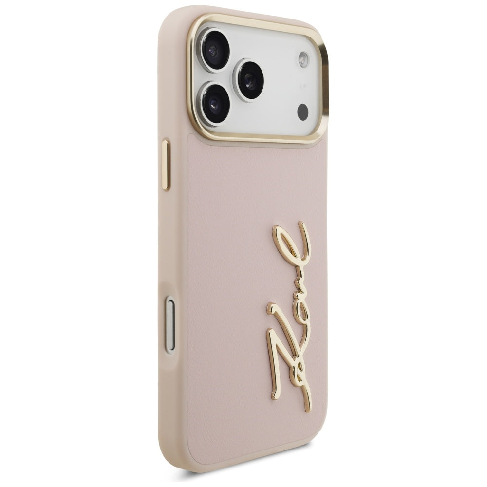 Hülle für Apple iPhone 17 Pro Max, Karl Lagerfeld, Script Logo, Rosa