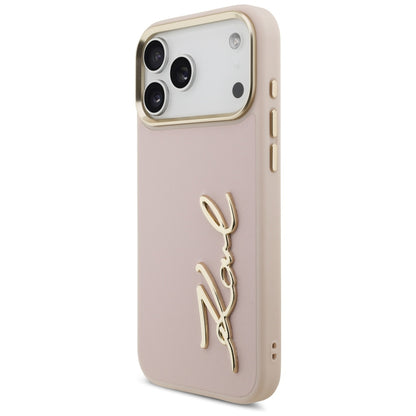 Hülle für Apple iPhone 17 Pro Max, Karl Lagerfeld, Script Logo, Rosa