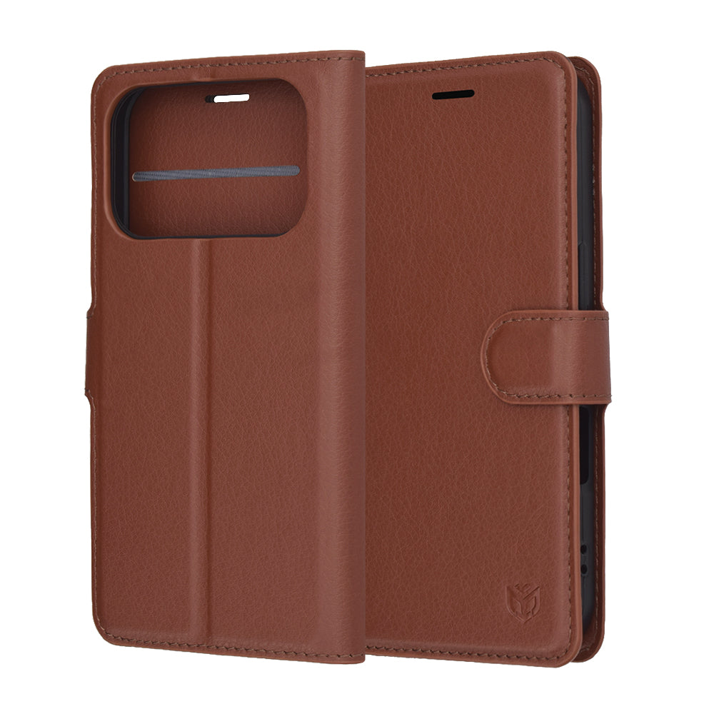 Hülle für Apple iPhone 17 Pro Max, Techsuit, Leather Folio, Braun