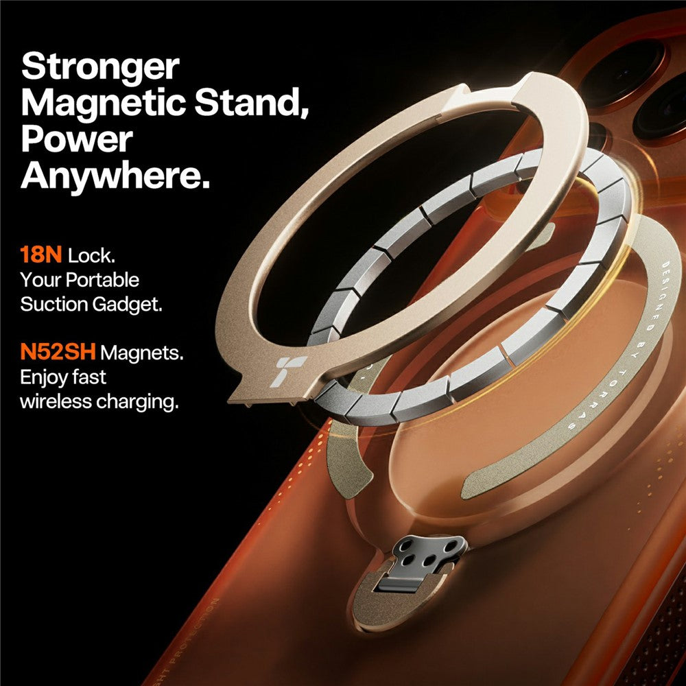 MagSafe Hülle für Apple iPhone 17 Pro Max, Torras, Ostand Spin Air, Orange
