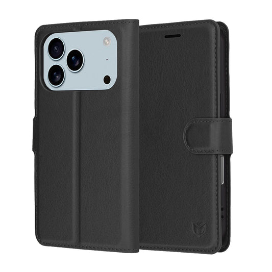Hülle für Apple iPhone 17 Pro, Techsuit, Leather Folio, Schwarz