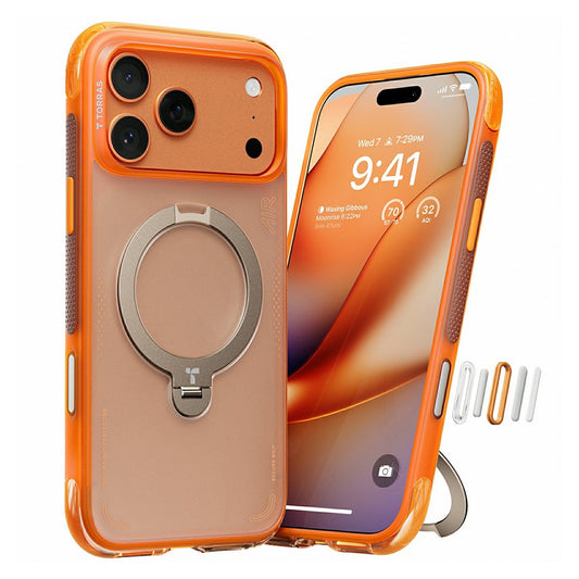 Hülle für Apple iPhone 17 Pro, Torras, Ostand Spin Air, Orange