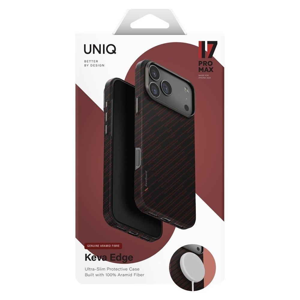 MagSafe Hülle für Apple iPhone 17 Pro, UNIQ, Keva MagClick, Schwarz Rot