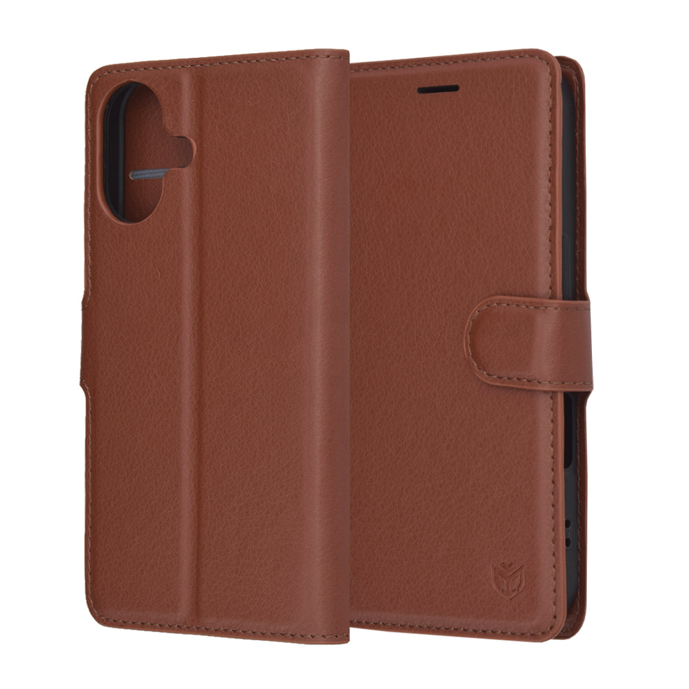 Hülle für Apple iPhone 17, Techsuit, Leather Folio, Braun