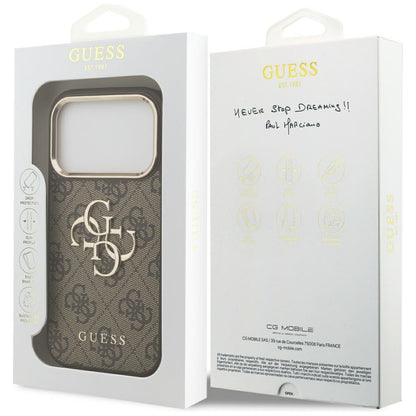 Hülle für Apple iPhone 18 Pro / 17 Pro, Guess, 4G Big Classic Logo, Braun