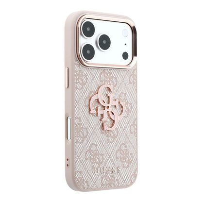 Hülle für Apple iPhone 18 Pro / 17 Pro, Guess, 4G Big Resin Logo, Rosa
