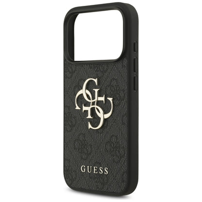 Hülle für Apple iPhone 18 Pro / 17 Pro, Guess, 4G Classic Logo mit Riemen, Schwarz