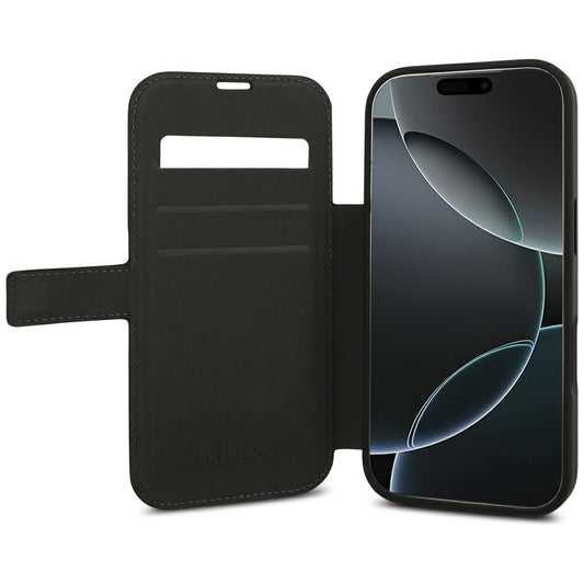 Hülle für Apple iPhone 18 Pro / 17 Pro, Guess, 4G Metall-Logo, Schwarz