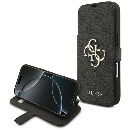 Hülle für Apple iPhone 18 Pro / 17 Pro, Guess, 4G Metall-Logo, Schwarz