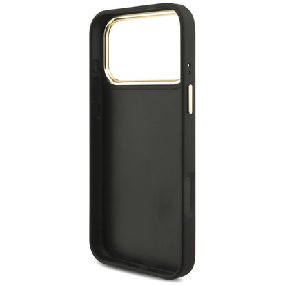Hülle für Apple iPhone 18 Pro / 17 Pro, Guess, Big 4G Classic Logo & Big Strap Metal Buttons, Schwarz