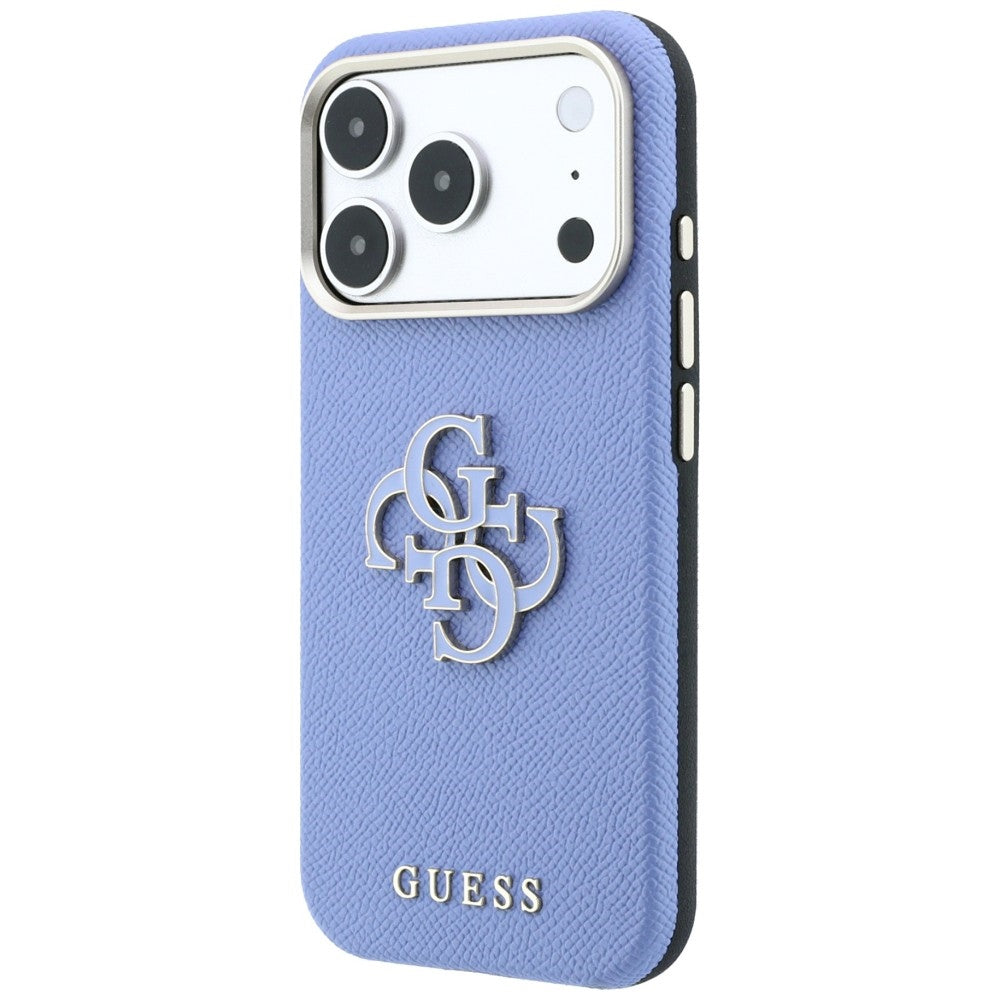 Hülle für Apple iPhone 18 Pro / 17 Pro, Guess, Geprägtes großes Harzlogo, Blau