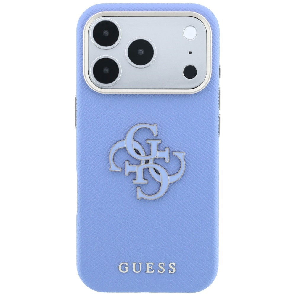 Hülle für Apple iPhone 18 Pro / 17 Pro, Guess, Geprägtes großes Harzlogo, Blau
