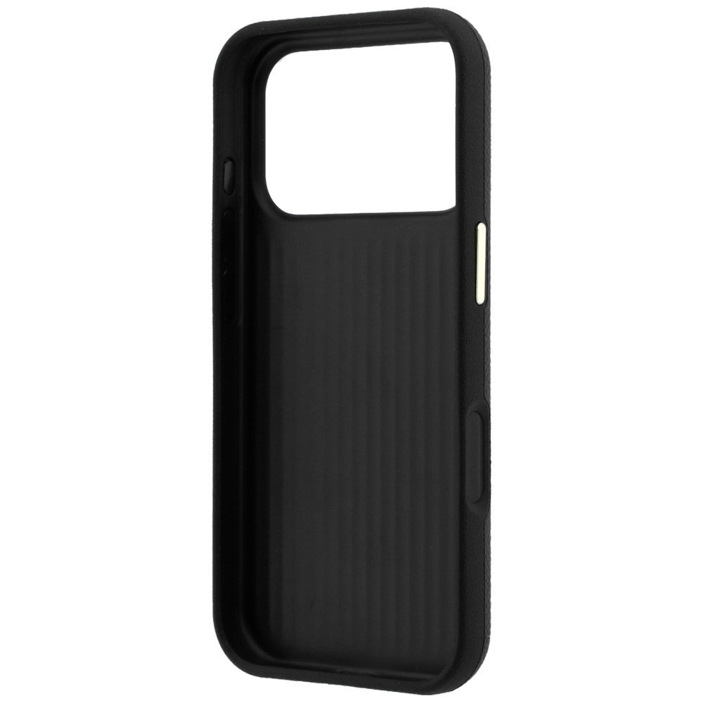 Hülle für Apple iPhone 18 Pro / 17 Pro, Guess, Geprägtes großes Harzlogo, Schwarz
