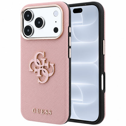 Hülle für Apple iPhone 18 Pro / 17 Pro, Guess, Geprägtes großes Harzlogo, Rosa