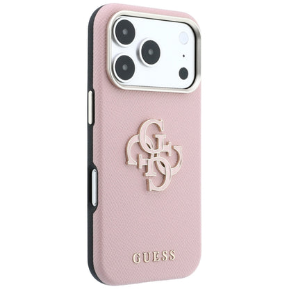 Hülle für Apple iPhone 18 Pro / 17 Pro, Guess, Geprägtes großes Harzlogo, Rosa