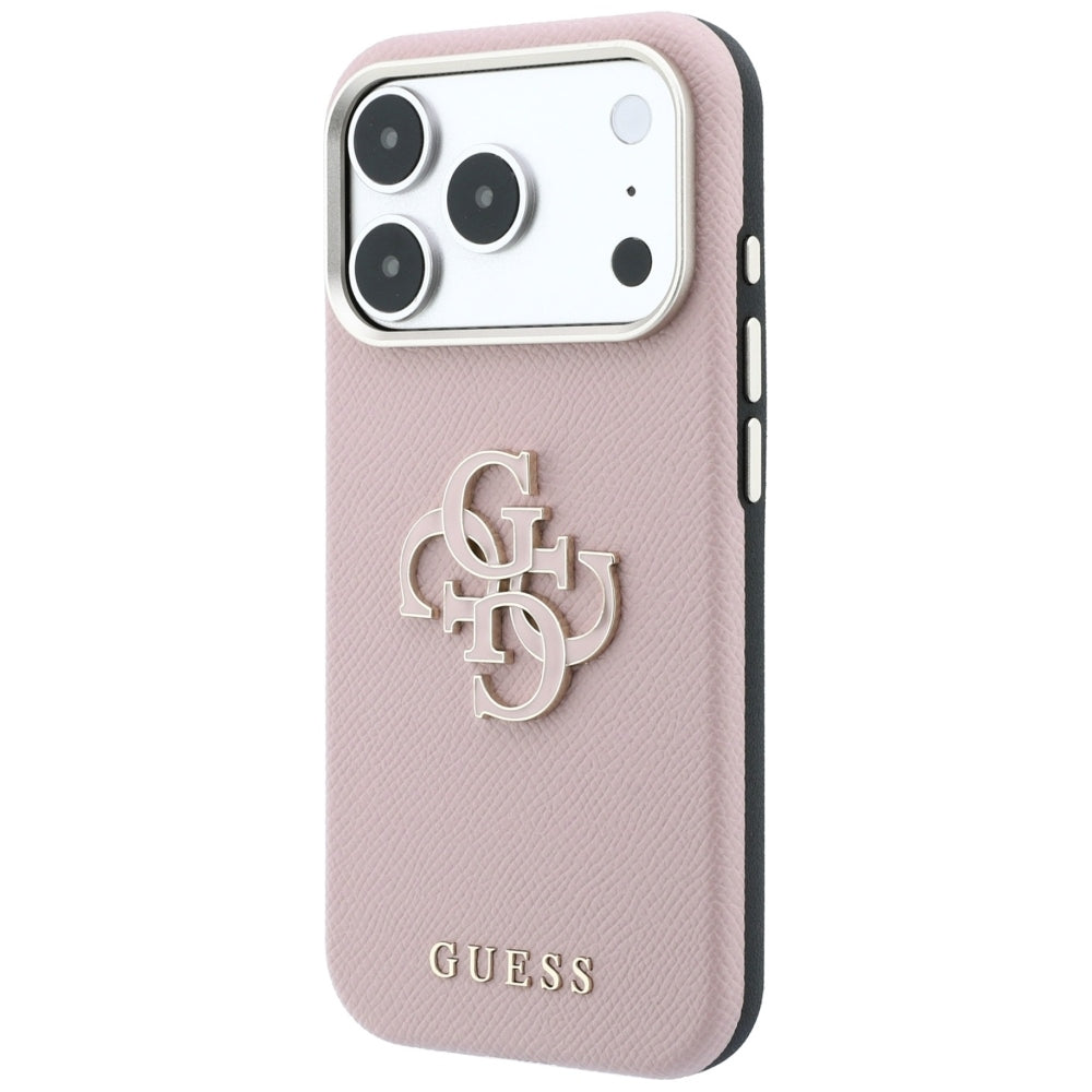 Hülle für Apple iPhone 18 Pro / 17 Pro, Guess, Geprägtes großes Harzlogo, Rosa