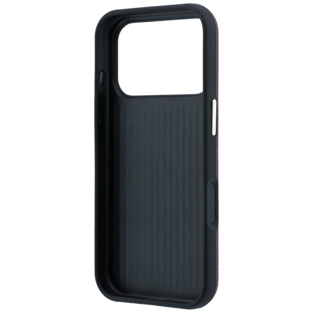 Hülle für Apple iPhone 18 Pro / 17 Pro, Guess, genarbtes großes Harzlogo, Weinrot