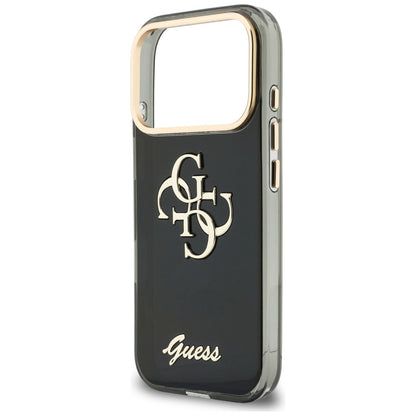 Hülle für Apple iPhone 18 Pro / 17 Pro, Guess, IML 4G Metal Script, Schwarz