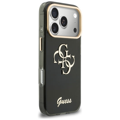 Hülle für Apple iPhone 18 Pro / 17 Pro, Guess, IML 4G Metal Script, Schwarz