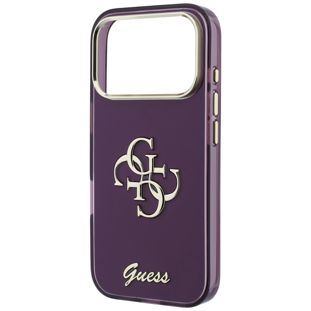 Hülle für Apple iPhone 18 Pro / 17 Pro, Guess, IML 4G Metal Script, Weinrot