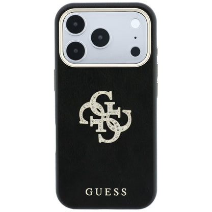 Hülle für Apple iPhone 18 Pro / 17 Pro, Guess, Glattes großes Strass-Logo, Weinrot