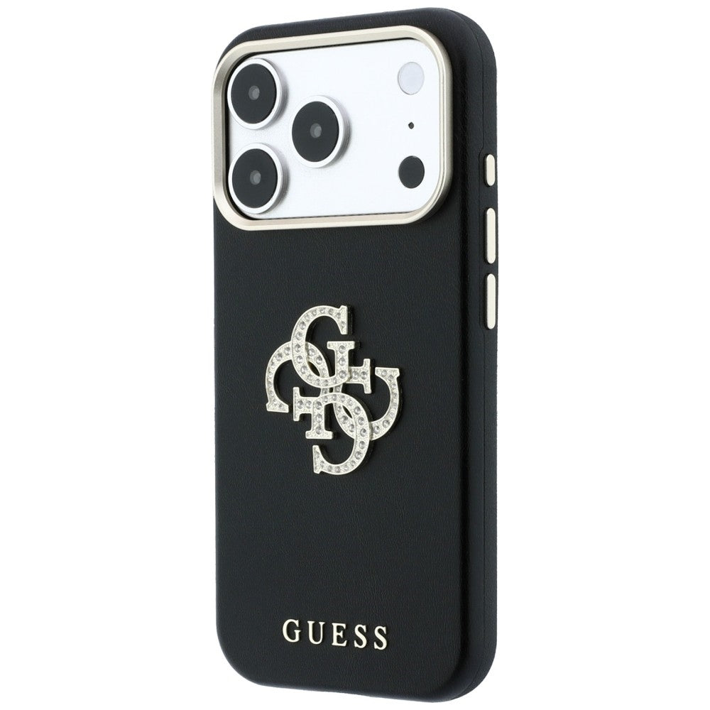 Hülle für Apple iPhone 18 Pro / 17 Pro, Guess, Glattes großes Strass-Logo, Weinrot
