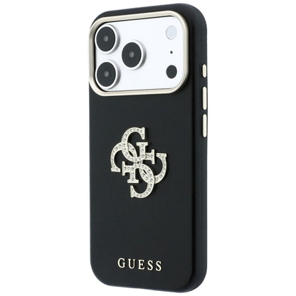 Hülle für Apple iPhone 18 Pro / 17 Pro, Guess, Glattes großes Strass-Logo, Weinrot