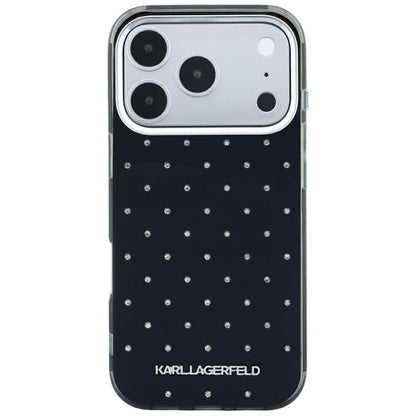 Hülle für Apple iPhone 18 Pro / 17 Pro, Karl Lagerfeld, IML Strasssteine und galvanisiertes Logo, Schwarz