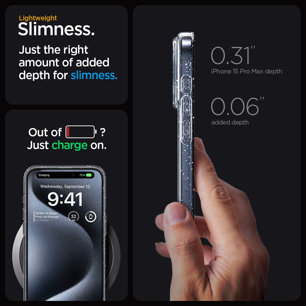 Hülle für Apple iPhone 18 Pro / 17 Pro, Techsuit, SparkleSkin, Transparent