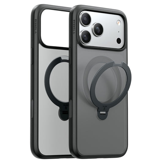 MagSafe-Hülle für Apple iPhone 18 Pro / 17 Pro, Torras, Ostand Spin, Schwarz