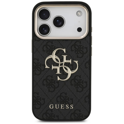 Hülle für Apple iPhone 18 Pro Max / 17 Pro Max, Guess, 4G Classic Logo mit Riemen, Schwarz Gold