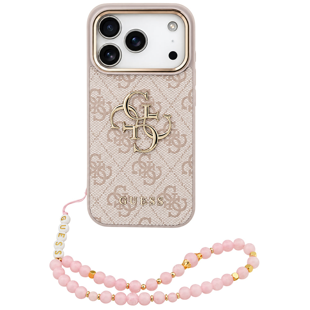 Hülle für Apple iPhone 18 Pro Max / 17 Pro Max, Guess, 4G Classic Logo mit Riemen, Roségold