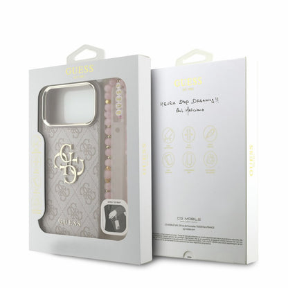 Hülle für Apple iPhone 18 Pro Max / 17 Pro Max, Guess, 4G Classic Logo mit Riemen, Roségold