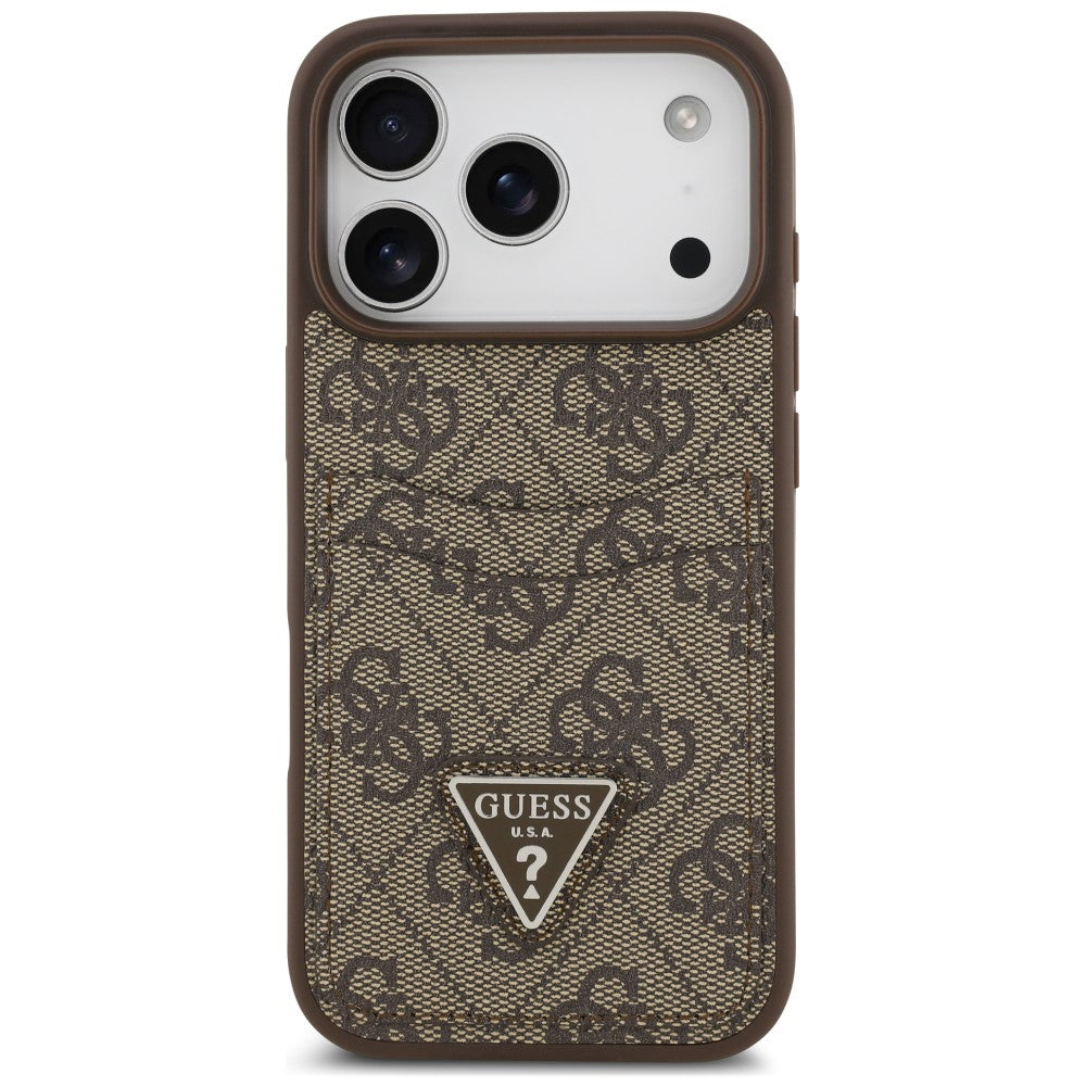 Hülle für Apple iPhone 18 Pro Max / 17 Pro Max, Guess, 4G Double Card Triangle, Braun