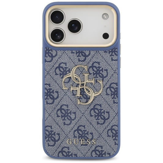 Hülle für Apple iPhone 18 Pro Max / 17 Pro Max, Guess, Big 4G Classic Logo & Big Strap Metal Buttons, Blau