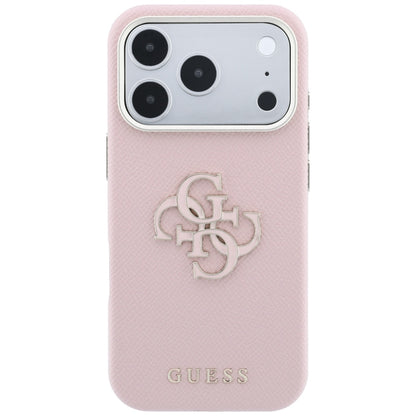Hülle für Apple iPhone 18 Pro Max / 17 Pro Max, Guess, Geprägtes großes Harzlogo, Rosa