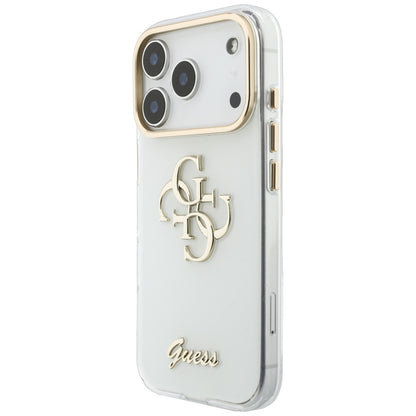 Hülle für Apple iPhone 18 Pro Max / 17 Pro Max, Guess, IML 4G Metal Script, Weiß