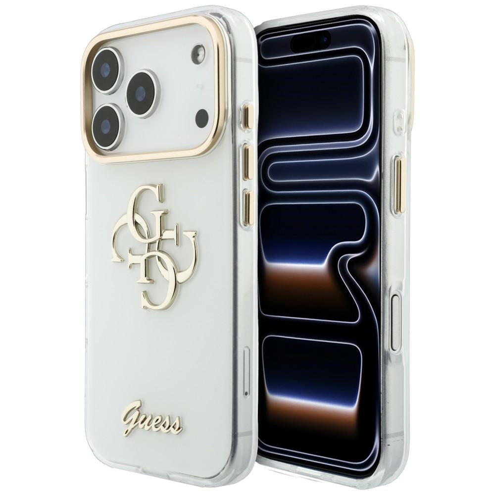 Hülle für Apple iPhone 18 Pro Max / 17 Pro Max, Guess, IML 4G Metal Script, Weiß