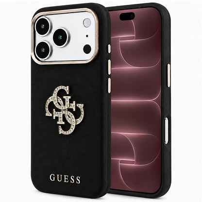 Hülle für Apple iPhone 18 Pro Max / 17 Pro Max, Guess, Glattes großes Strass-Logo, Schwarz