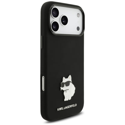 Hülle für Apple iPhone 18 Pro Max / 17 Pro Max, Karl Lagerfeld, Choupette Metal Pin, Schwarz
