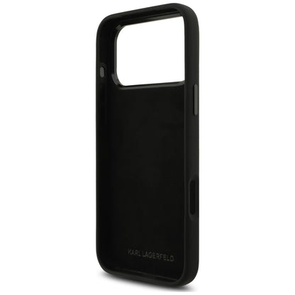 Hülle für Apple iPhone 18 Pro Max / 17 Pro Max, Karl Lagerfeld, Choupette Metal Pin, Schwarz