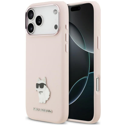 Hülle für Apple iPhone 18 Pro Max / 17 Pro Max, Karl Lagerfeld, Choupette Metal Pin, Rosa
