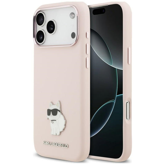 Hülle für Apple iPhone 18 Pro Max / 17 Pro Max, Karl Lagerfeld, Choupette Metal Pin, Rosa