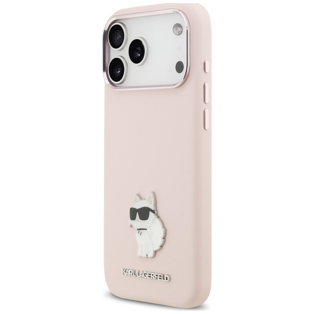 Hülle für Apple iPhone 18 Pro Max / 17 Pro Max, Karl Lagerfeld, Choupette Metal Pin, Rosa